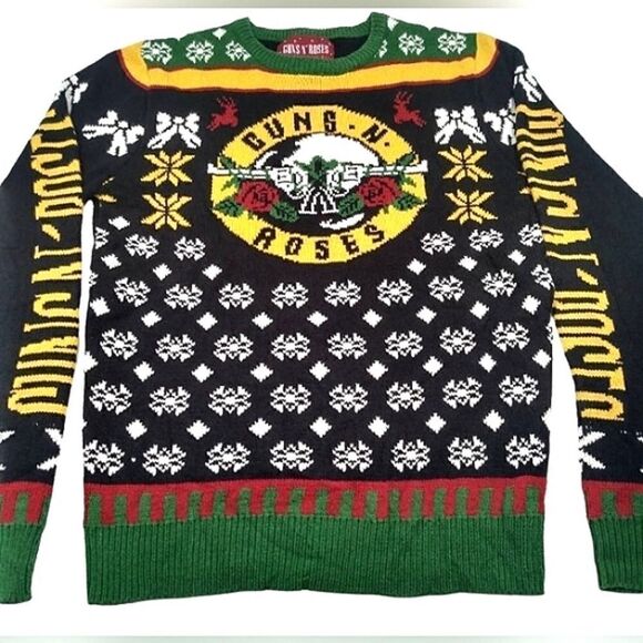 Guns N Roses Ugly Christmas Knit Sweater Rock n Roll sz S Winter Unisex Men's - Picture 1 of 16